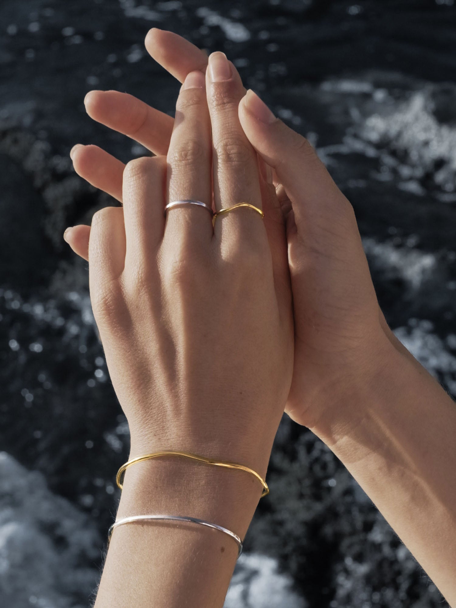 Linear Ring and Cuff Bangle Set for Women - Gold or Silver – Vacier US