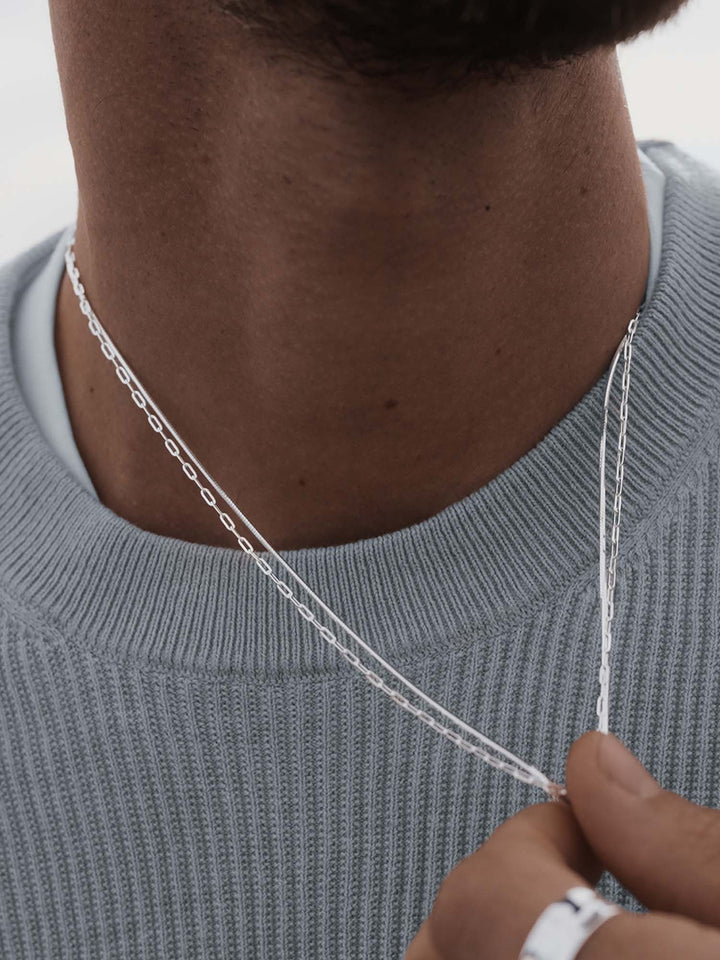 OCTAGON CHAIN NECKLACE IN SILVER